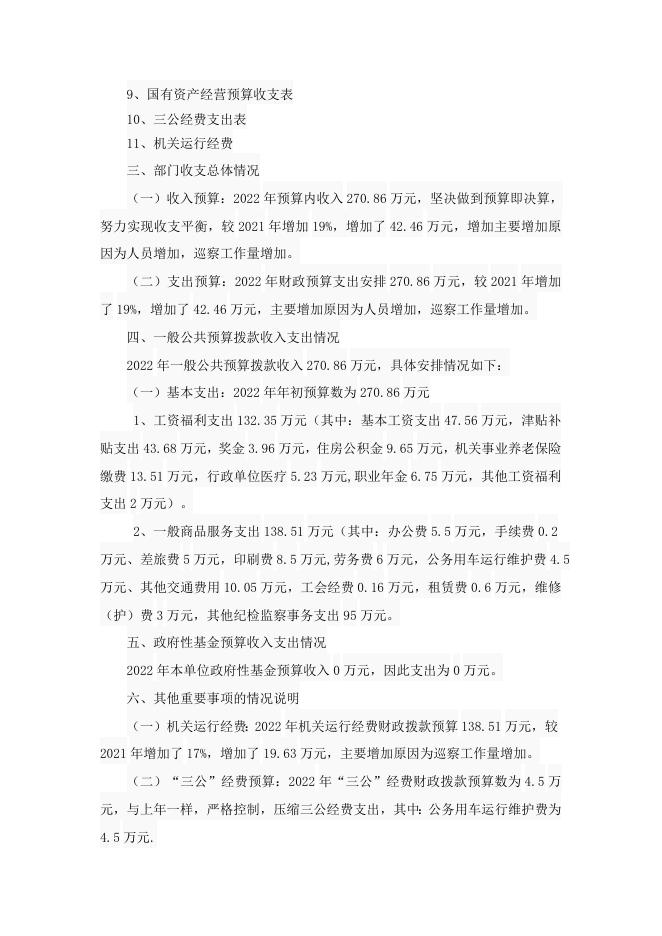 巡察办2022年预算说明.doc