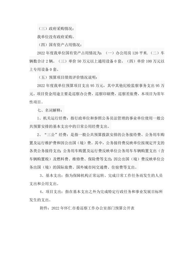 巡察办2022年预算说明.doc