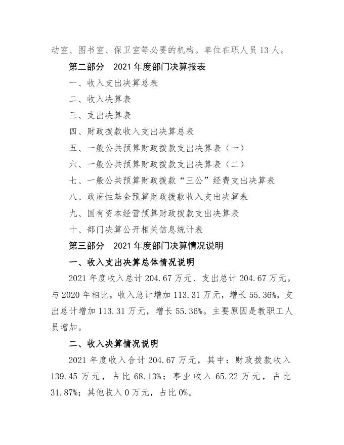 隰县北城艺术幼儿园2021年部门决算公开说明.doc