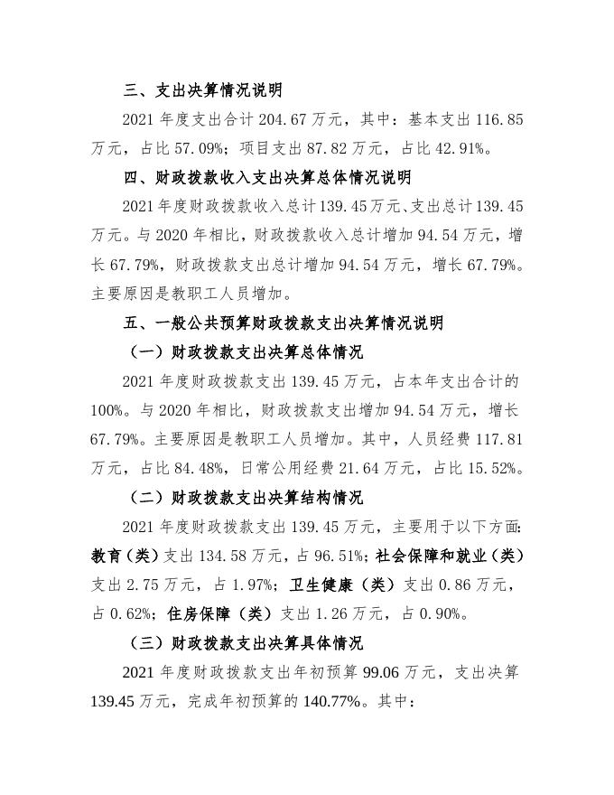 隰县北城艺术幼儿园2021年部门决算公开说明.doc