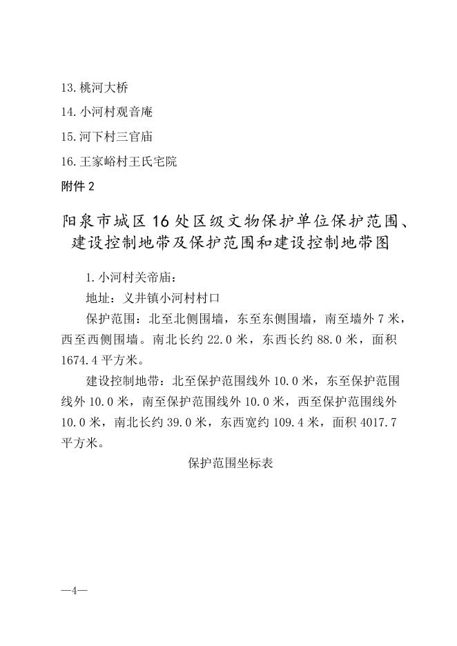 阳泉市城区人民政府关于公布16处区级文物保护范围和建设控制地带的通知.docx