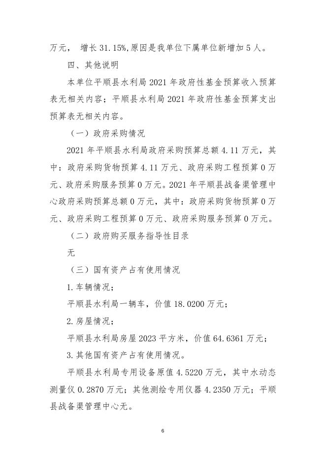 平顺县水利局2021年度预算公开相关说明.docx