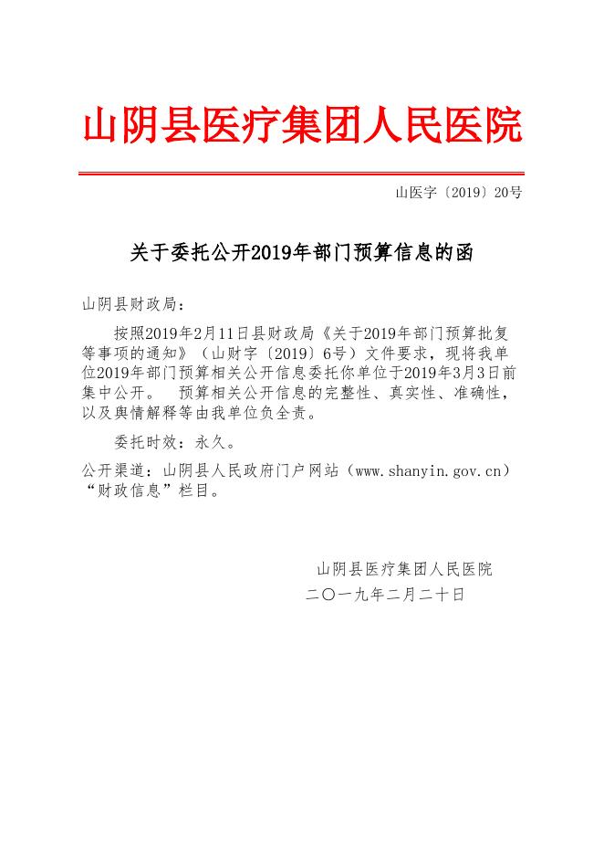 山阴县医疗集团人民医院2019年部门预算公开信息表.xlsx
