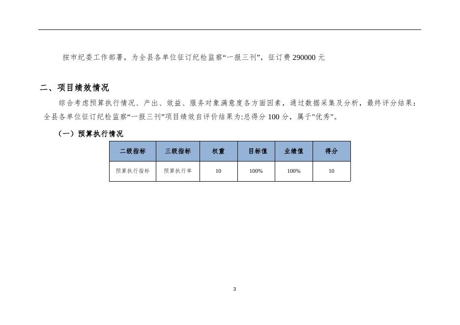 全县各单位征订纪检监察“一报三刊”项目支出绩效自评报告.docx