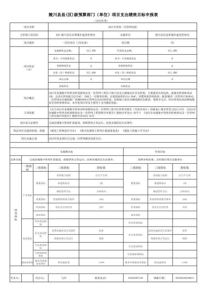 陵川县住房和城乡建设管理局2023年项目支出绩效申报表.pdf