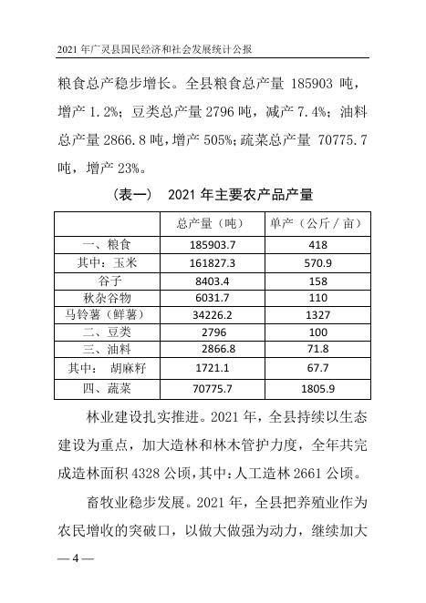 广灵县2021年国民经济和社会发展统计公报.pdf