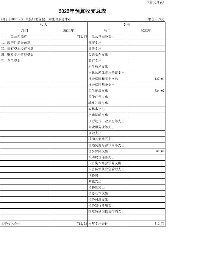 妇幼保健计划生育服务中心2022年预算表格.xls