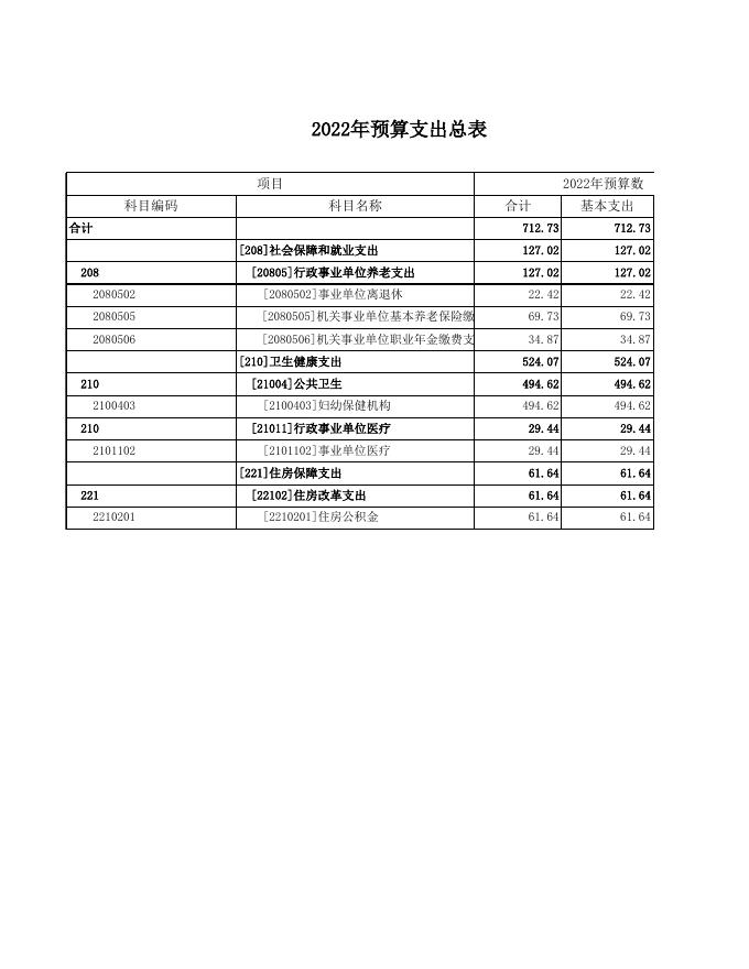 妇幼保健计划生育服务中心2022年预算表格.xls