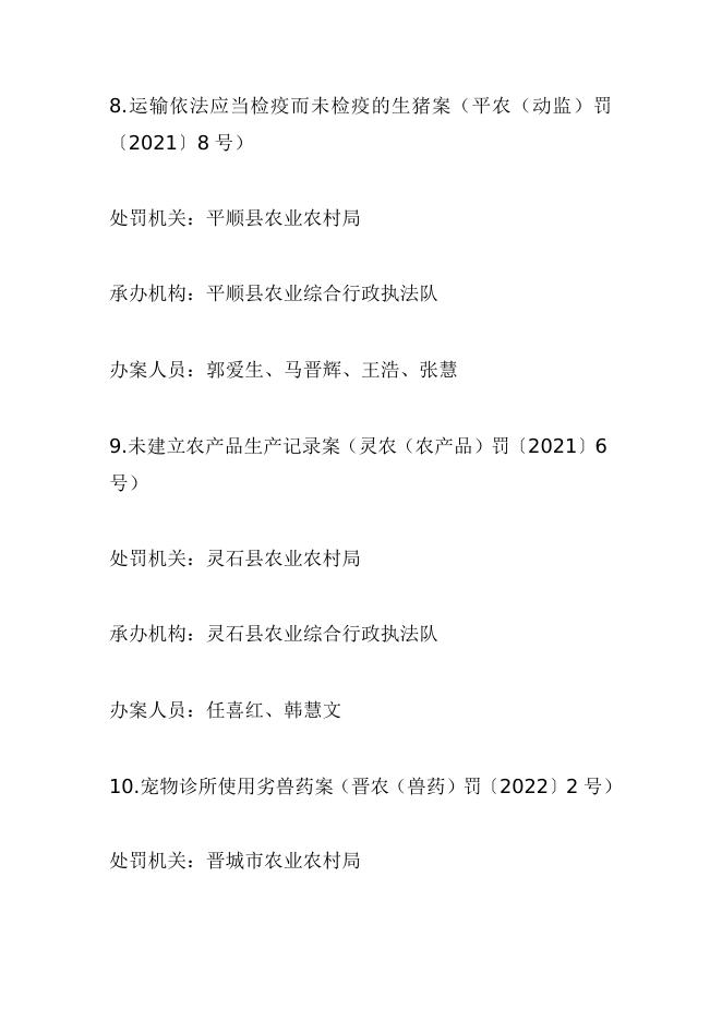 2022年全省农业行政处罚优秀案卷.doc