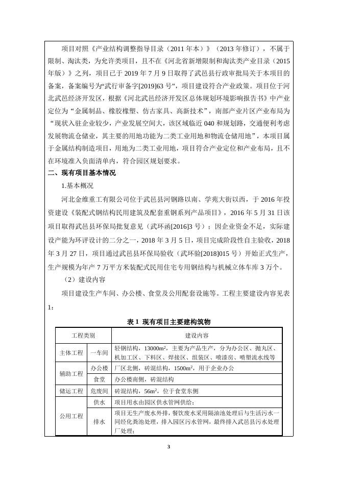 河北金维重工有限公司装配式钢结构民用建筑技改项目报告表-更改.doc