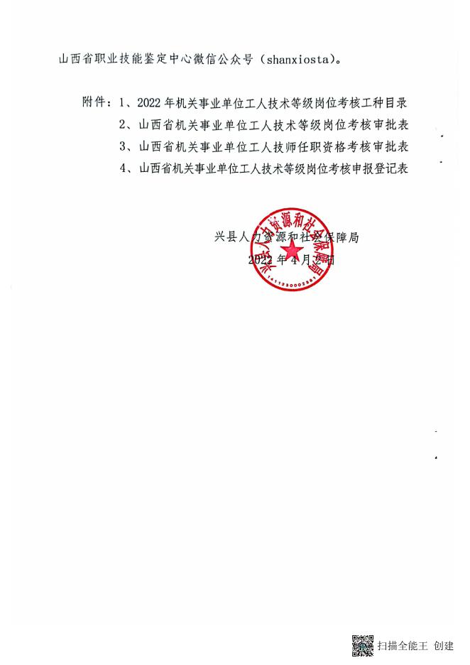 兴县人力资源和社会保障局关于2022年全县机关事业单位工人技术等级岗....pdf