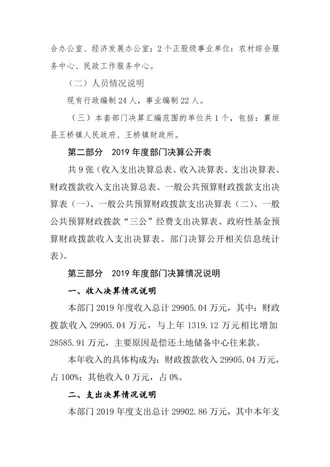 2019年襄垣县王桥镇人民政府决算公开部门概况及决算说明.docx