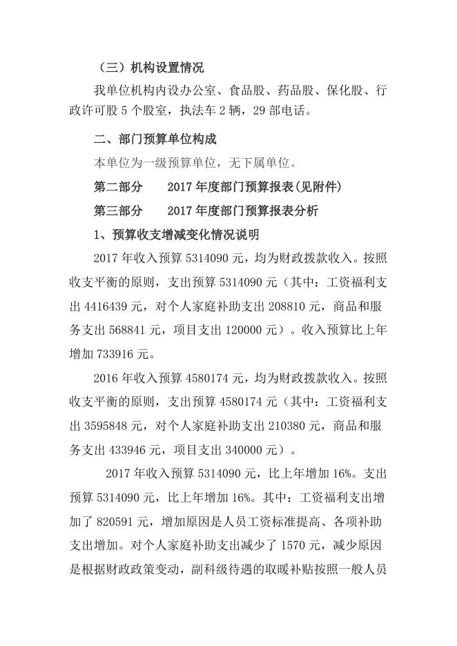 2017年食品药品监督管理局预算公示.docx