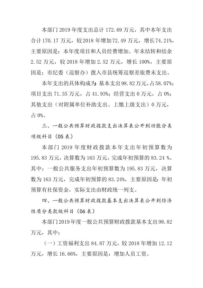 中共襄垣县委巡察工作办公室2019年决算公开部门概况及决算说明.docx