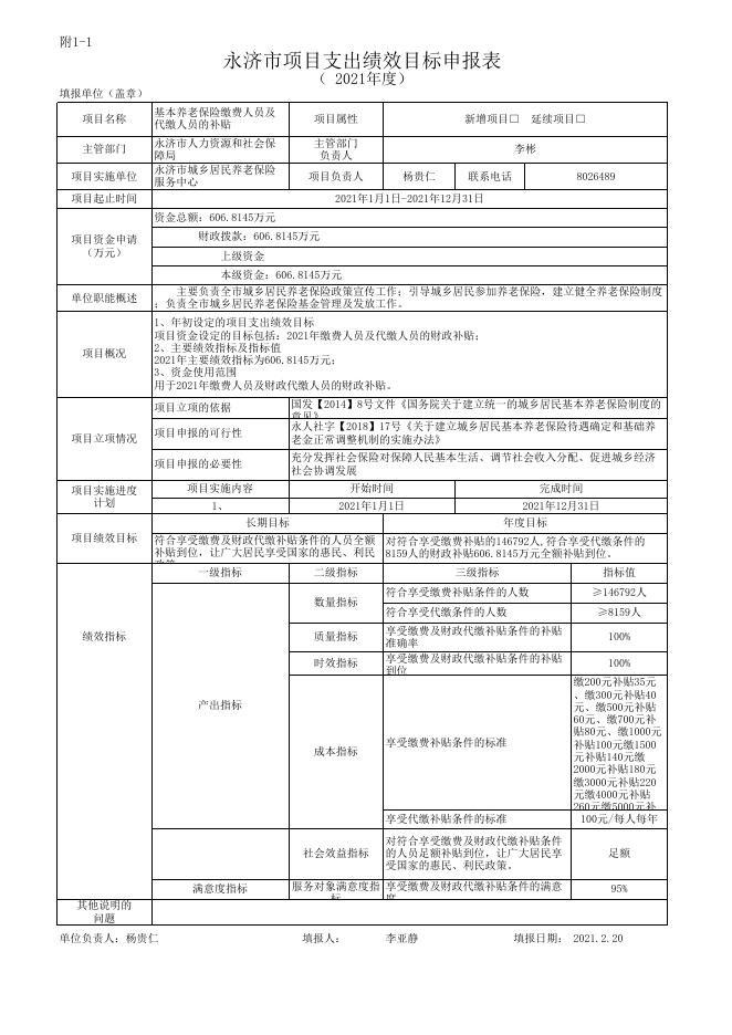 2021永济市项目支出绩效目标申报表.xls
