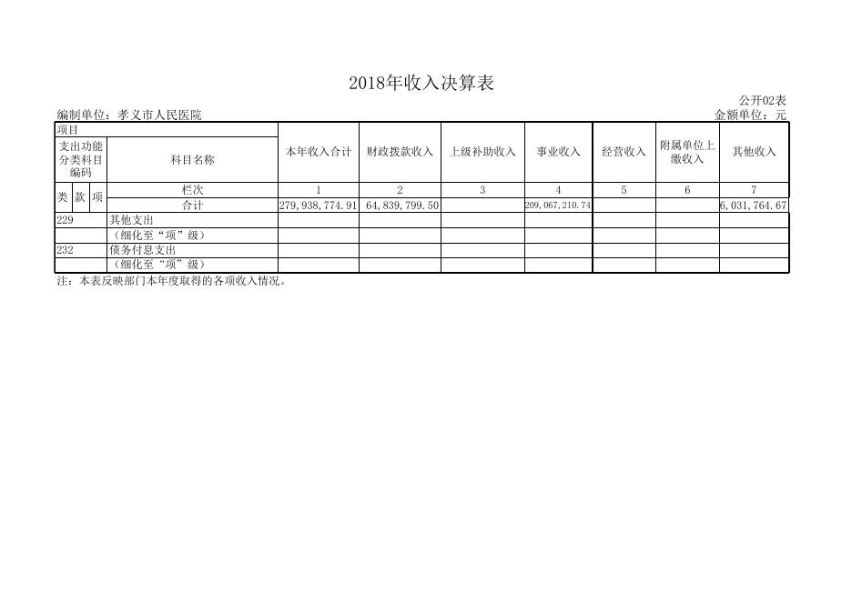 孝义市人民医院2018年部门决算公开表.xls
