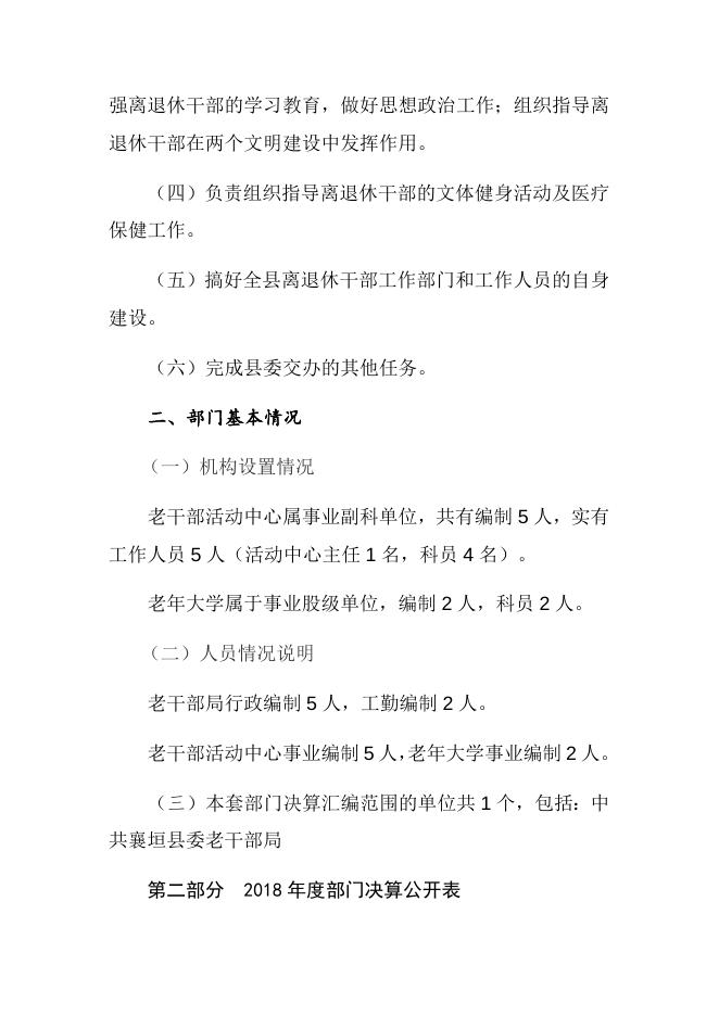 老干部局2018年部门决算说明及概况.docx