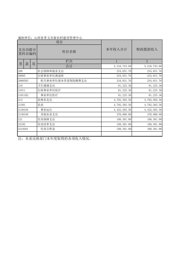 孝义市新农村建设管理中心2019年部门决算公开表.xls