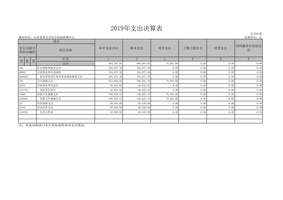 1、孝义市综合检验检测中心2019年部门决算公开表.xls