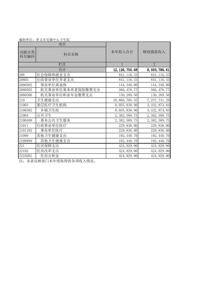 孝义市兑镇中心卫生院2021年度决算公开表.xls