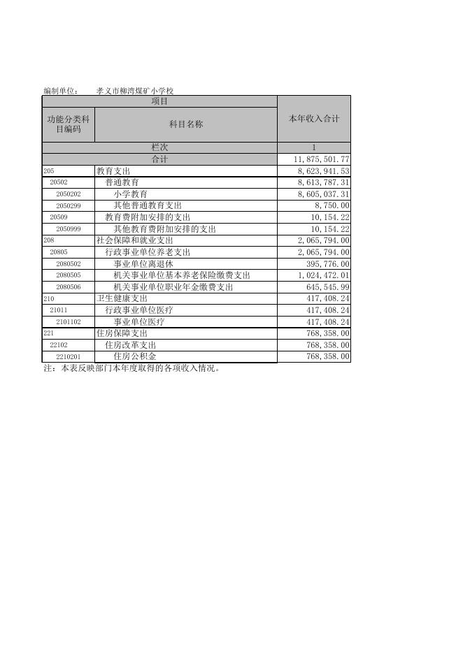 孝义市柳湾煤矿小学校2021年部门决算公开表.XLS.xls