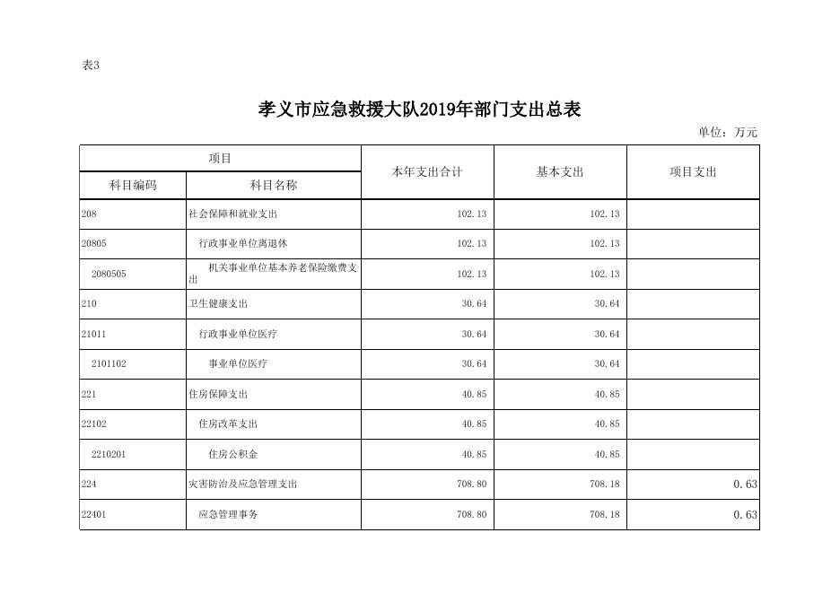 孝义市应急救援大队2019年部门预算公开表.xlsx