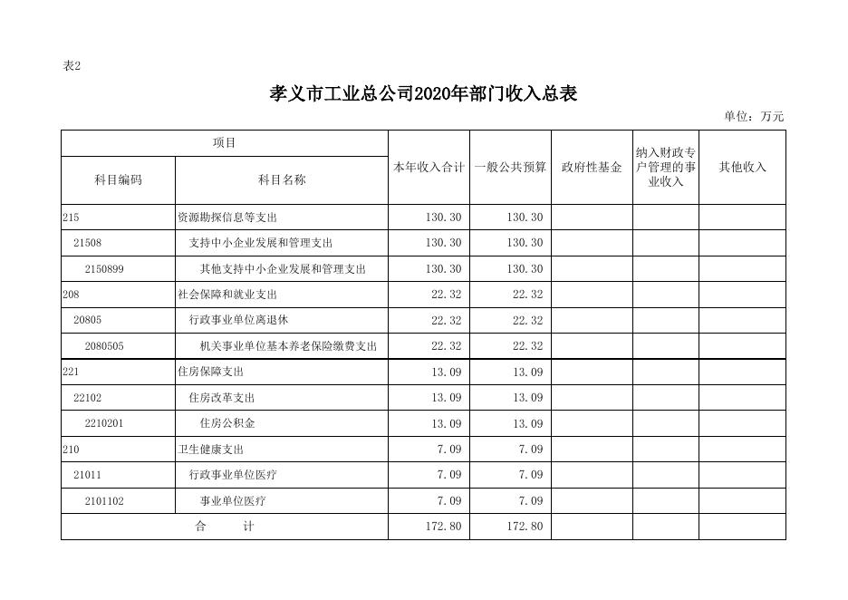 孝义市工业总公司2020年部门预算公开表.xlsx