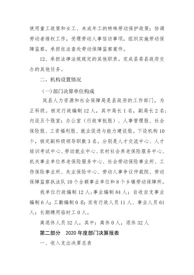 岚县人力资源和社会保障局2020年部门决算公示说明.doc