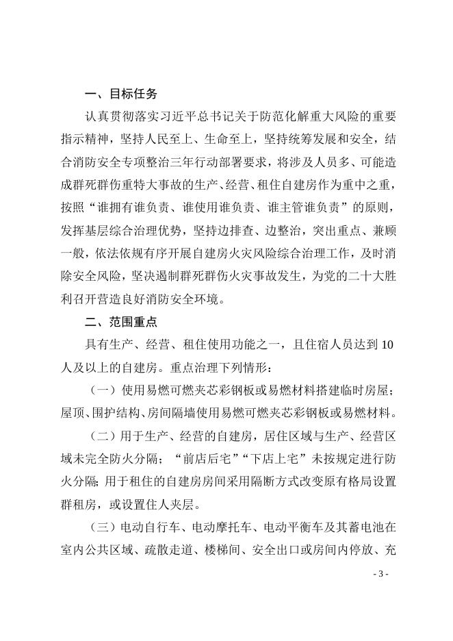 关于印发《全县生产经营租住村（居）民自建房重大火灾风险综合治理实施方案》的通知.doc